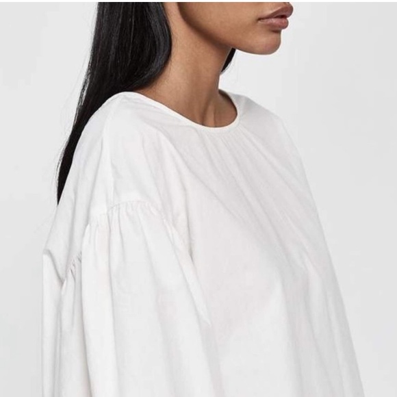 Mijeong Park White Puff Long Sleeve Reversible V-Back Small 100% Cotton - Picture 7 of 8